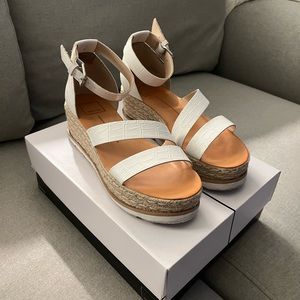 Dolce Vita “Liza” Espadrille Wedge Sandal in Off White Crocodile Print